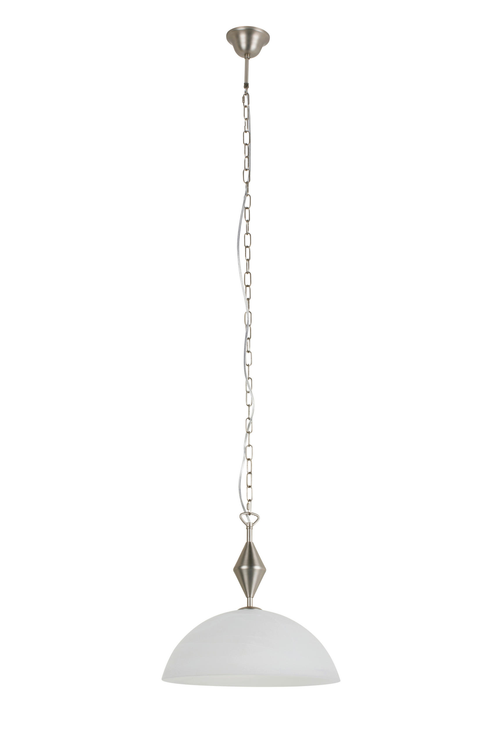 HÄNGELEUCHTE Ploce 40/150 cm  - Alabasterfarben/Nickelfarben, KONVENTIONELL, Glas/Metall (40/150cm) - Novel