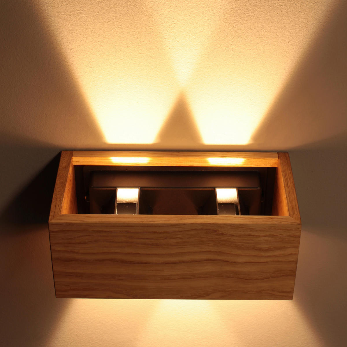 LED-WANDLEUCHTE - Schwarz, Natur, Holz/Metall (23/23/10cm) - Fischer & Honsel