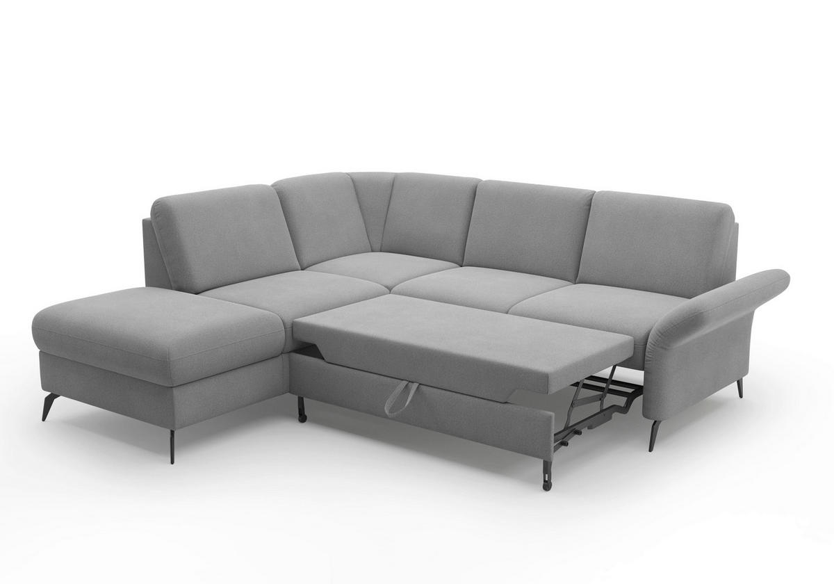 ECKSOFA ROCHELLE E Grau Flachgewebe  - Schwarz/Grau, KONVENTIONELL, Textil/Metall (216/240cm) - Sit & More
