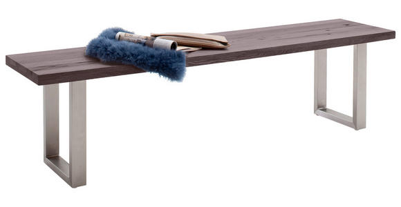 SITZBANK 200/50/40 cm Eichefarben, Edelstahlfarben Eiche massiv Metall - Edelstahlfarben/Eichefarben, Design, Holz/Metall (200/50/40cm) - Novel
