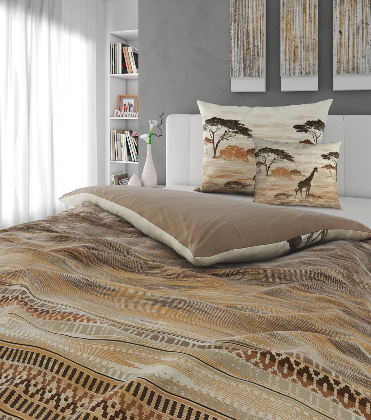 OBOUSTRANNÉ POVLEČENÍ, satén, šedohnědá, 140/200 cm - šedohnědá, textil (140/200cm) - Esposa