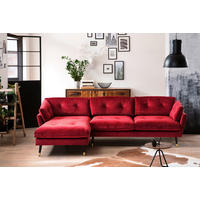 ECKSOFA Eckteil  JAPAN-REC.2S Dunkelrot Samt  - Dunkelrot, MODERN, Holz/Textil (269/155cm) - MID.YOU