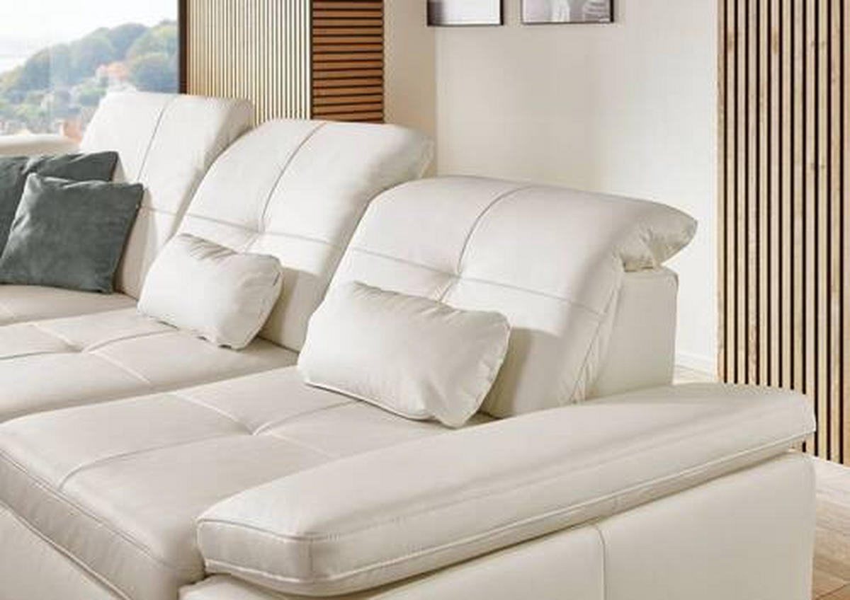 ECKSOFA in Echtleder Weiss  - Weiss, Basics, Leder/Metall (260/312cm) - Beldomo Premium