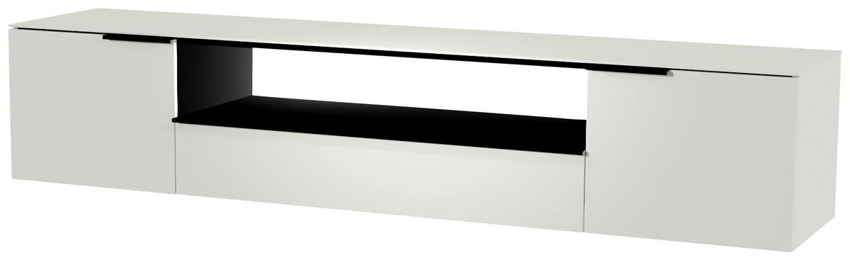 LOWBOARD  in 210/41/45 cm  - Weiss/Schwarz, Design, Glas/Holzwerkstoff (210/41/45cm) - Moderano