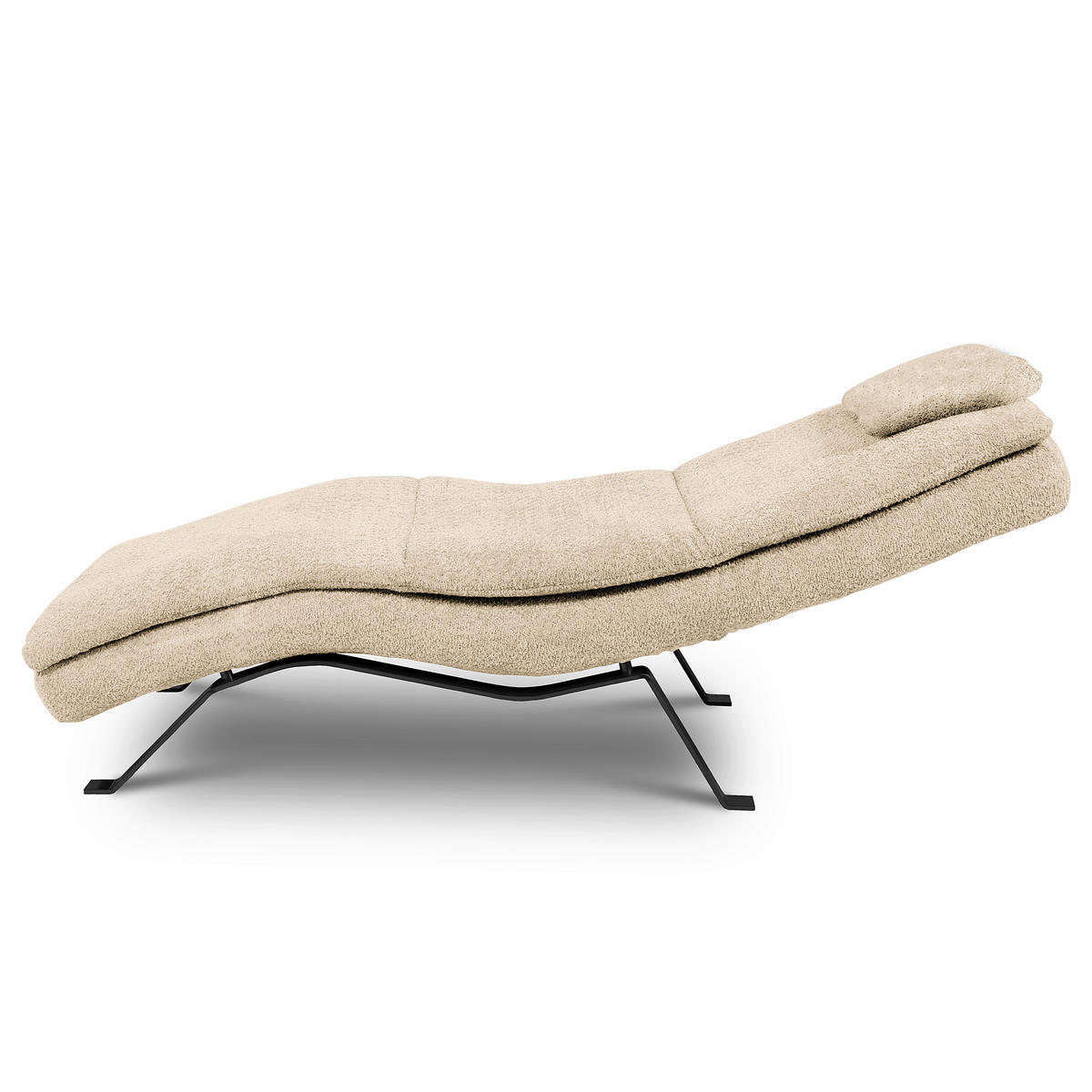 RELAXLIEGE Echtleder Creme  - Creme/Schwarz, Design, Leder/Metall (65/95/171cm) - Celina Home
