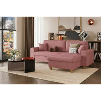 ECKSOFA CORD Koralle Velours  - Koralle/Beige, Design, Holz/Textil (237/124cm) - MID.YOU