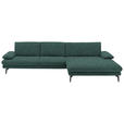 ECKSOFA  in Velours Blau, Grün  310/180 cm  - Blau/Schwarz, Design, Textil/Metall (310/180cm) - Dieter Knoll