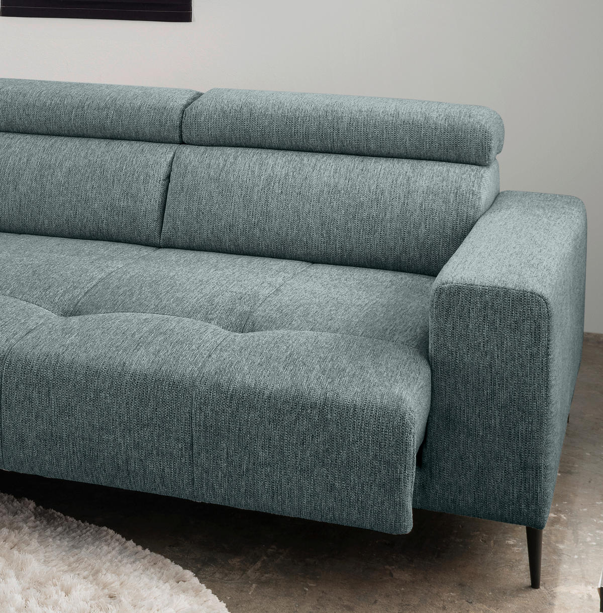 ECKSOFA Mintgrau Chenille  - Mintgrau/Schwarz, KONVENTIONELL, Textil/Metall (188/276cm) - Livetastic