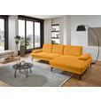 ECKSOFA in Chenille, Mikrofaser Currygelb  - Currygelb/Schwarz, Design, Textil/Metall (299/157cm) - Dieter Knoll