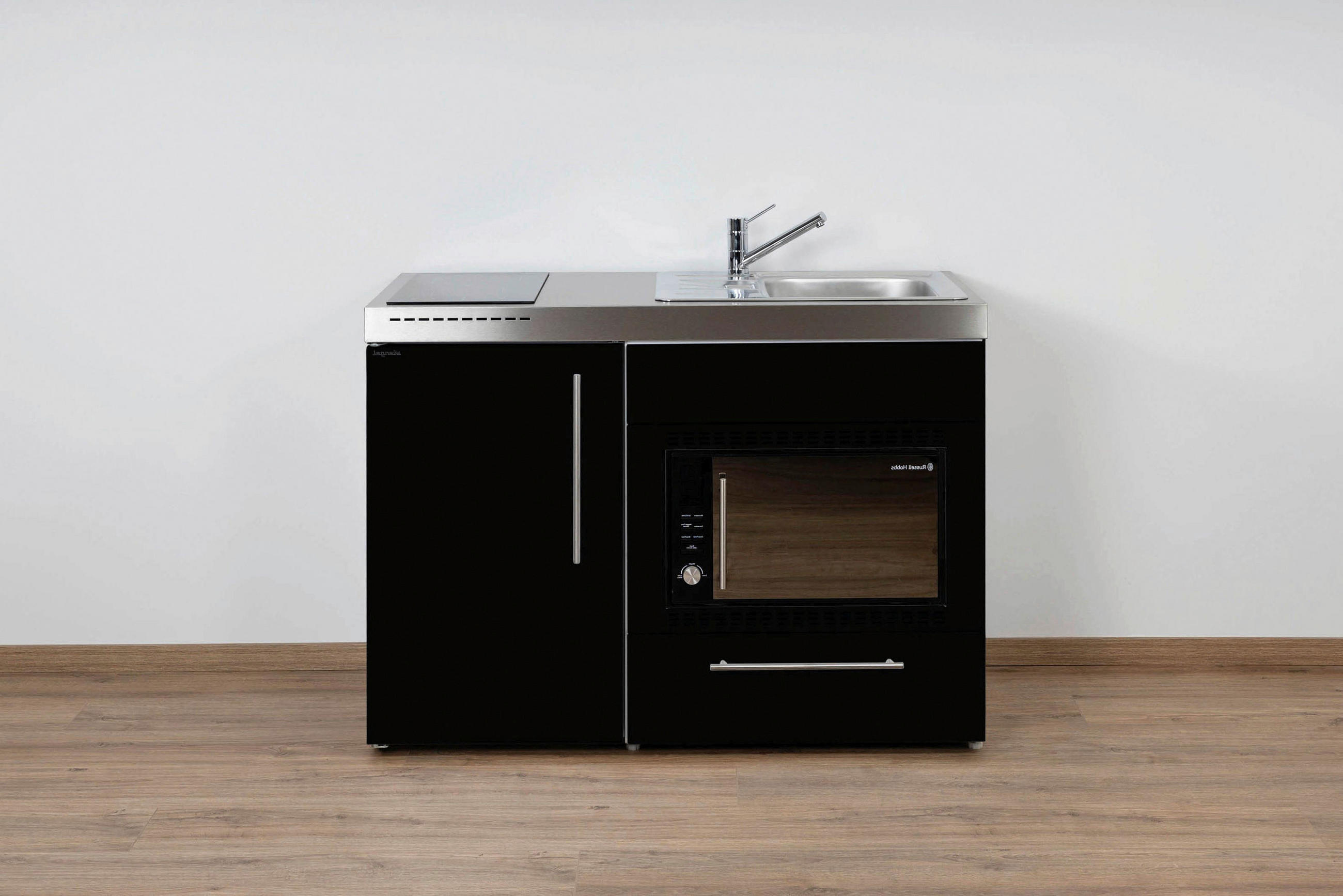 MINIKÜCHE  120/89/60 cm  in Schwarz  - Edelstahlfarben/Schwarz, Basics, Metall (120/89/60cm)