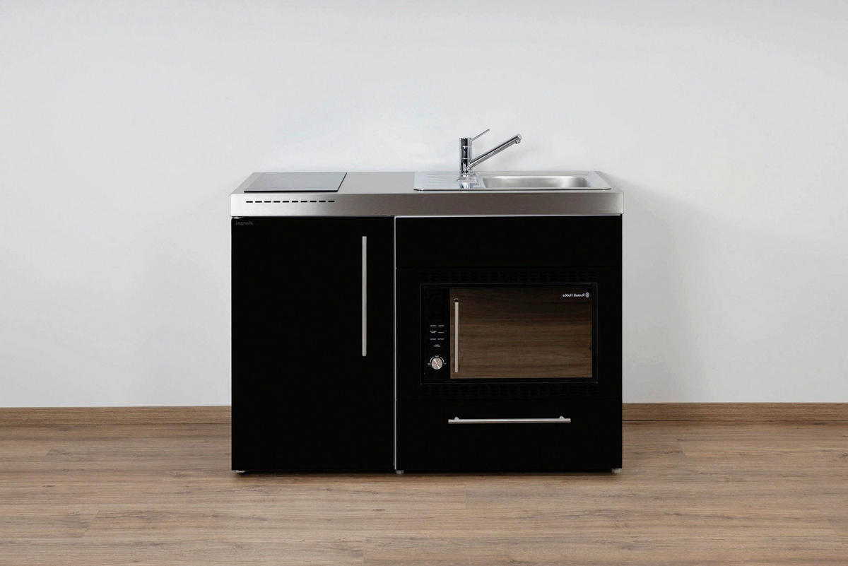 MINIKÜCHE  120/89/60 cm  in Schwarz  - Edelstahlfarben/Schwarz, Basics, Metall (120/89/60cm)