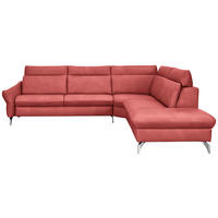 ECKSOFA in Echtleder Rot  - Edelstahlfarben/Rot, Konventionell, Leder/Metall (296/242cm) - Himolla Komfortklass