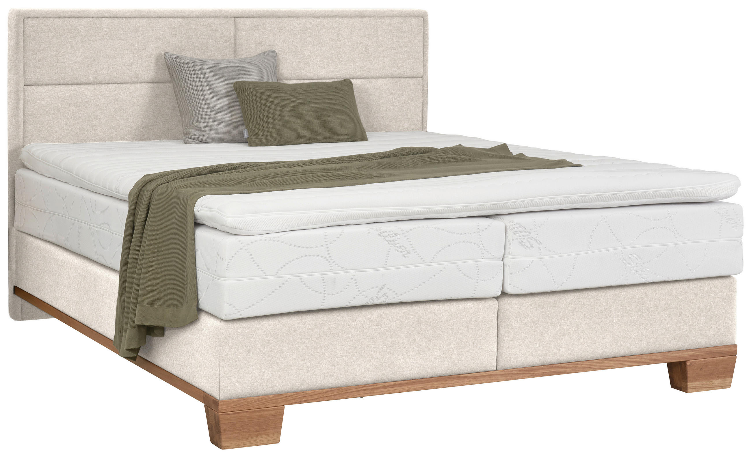 BOXSPRINGBETT 180/200 cm  in Naturfarben, Eichefarben  - Eichefarben/Naturfarben, Natur, Holz/Textil (180/200cm) - Valnatura