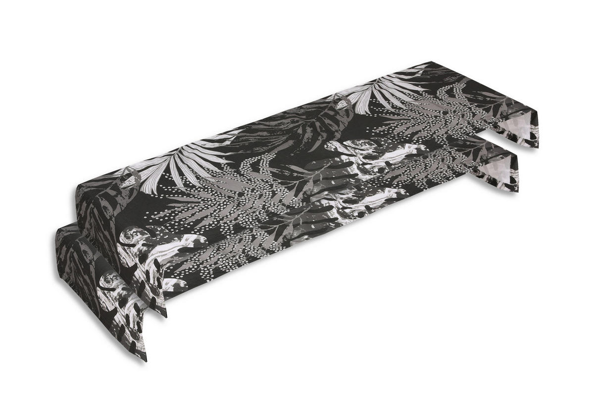 TISCHLÄUFER 2er-Set Textil Flachgewebe Grau, Schwarz, Weiß 40/140 cm  - Schwarz/Weiß, Basics, Textil (40/140cm)