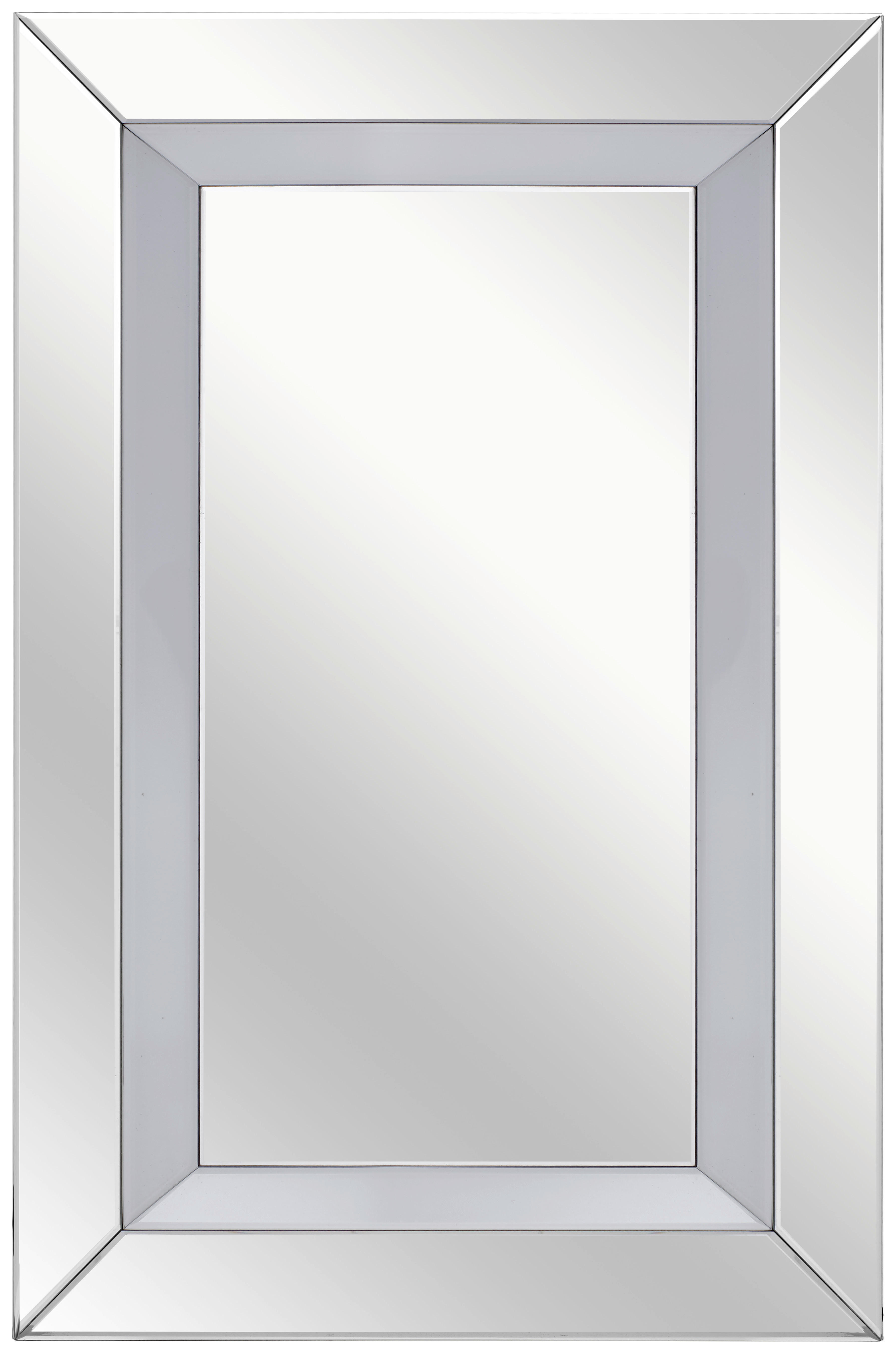 STENSKO OGLEDALO, 80/120/4,8 cm steklo, leseni material  - srebrne barve, Design, steklo/leseni material (80/120/4,8cm) - Ti'me