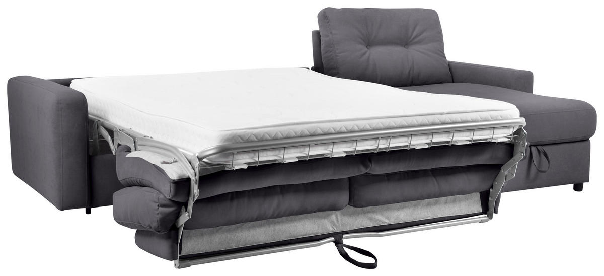 ECKSOFA Dunkelgrau Webstoff  - Dunkelgrau/Schwarz, KONVENTIONELL, Kunststoff/Textil (270/160cm) - Carryhome