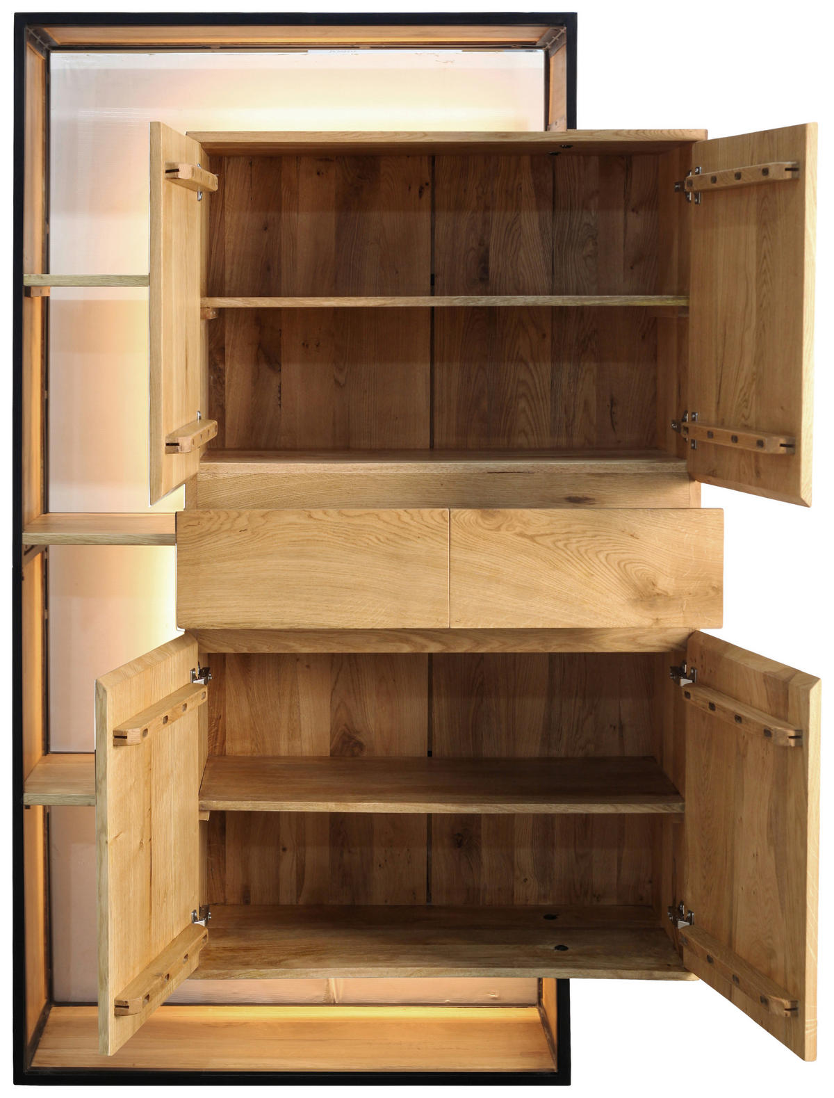 REGAL Mangoholz, Wildeiche vollmassiv Naturfarben  - Schwarz/Naturfarben, LIFESTYLE, Holz/Metall (118/183/40cm) - Landscape
