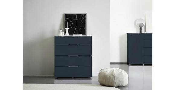 KOMMODE , 90,3/97,6/40 cm, 4 Schublade(n)  - Anthrazit/Alufarben, Design, Glas/Holzwerkstoff (90,3/97,6/40cm) - Voleo