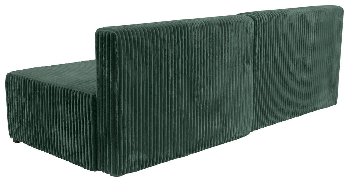 ECKSOFA in Cord Dunkelgrün  - Dunkelgrün/Schwarz, Modern, Holz/Textil (145/210cm) - MID.YOU