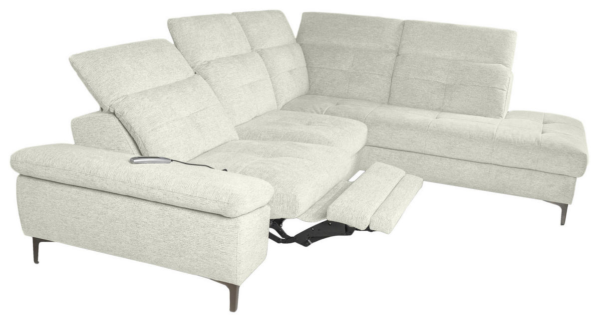 ECKSOFA Naturfarben Webstoff  - Schwarz/Naturfarben, KONVENTIONELL, Textil/Metall (288/225cm) - Carryhome
