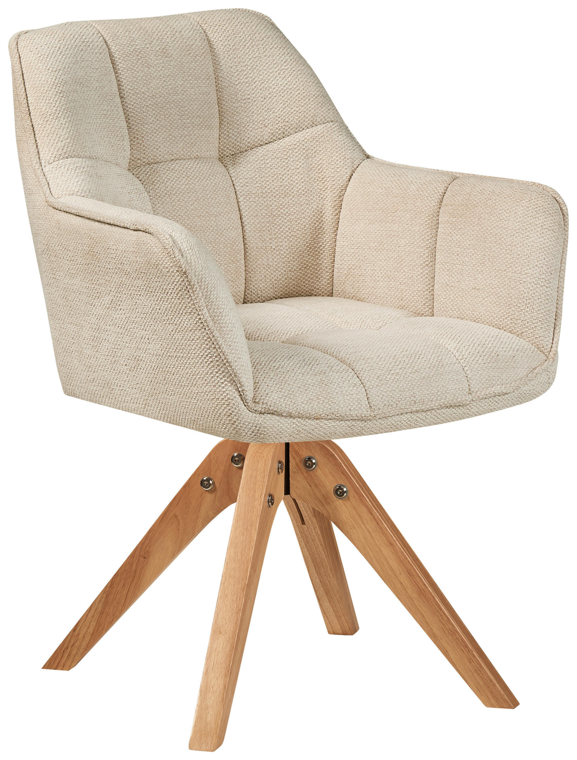 ARMLEHNSTUHL  in Textilgeflecht  - Hellbraun/Beige, MODERN, Holz/Textil (63/84/61cm) - Kayoom