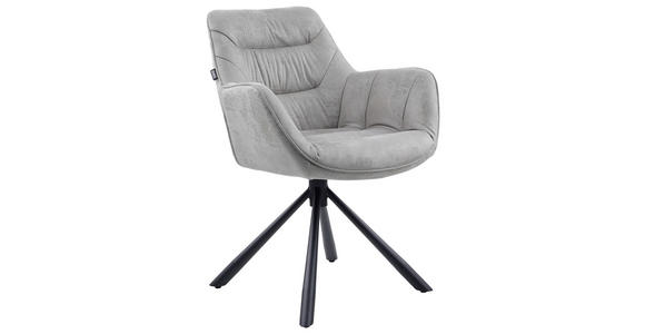 ARMLEHNSTUHL  Stoffauswahl, Typenauswahl, Sitzfläche 360° drehbar Struktur  - Schwarz/Grau, Design, Textil/Metall (62/83,5/63cm) - Hom`in