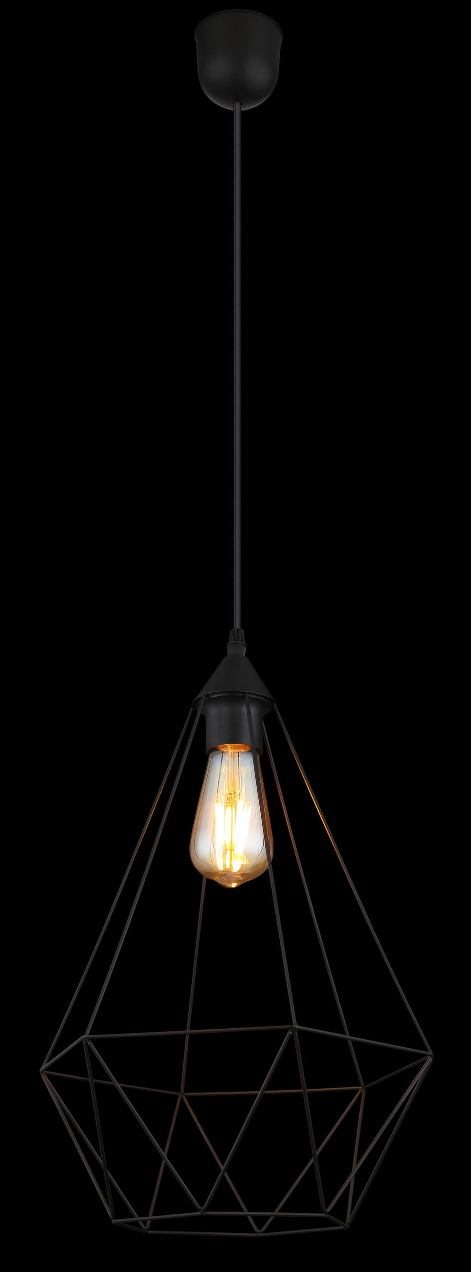 HÄNGELEUCHTE 30/120 cm    - Schwarz, Design, Textil/Metall (30/120cm) - Globo