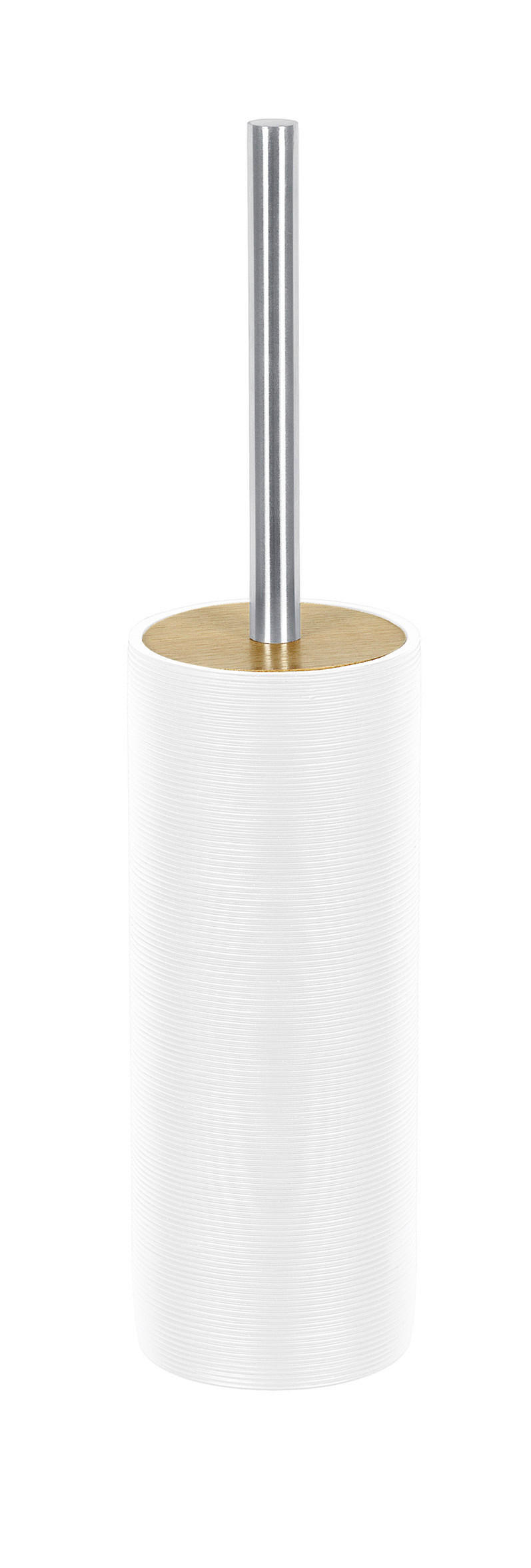 WC SADA - ŠTĚTKA A DRŽÁK - bílá/barvy stříbra, Basics, kov/dřevo (9/40cm) - Kleine Wolke