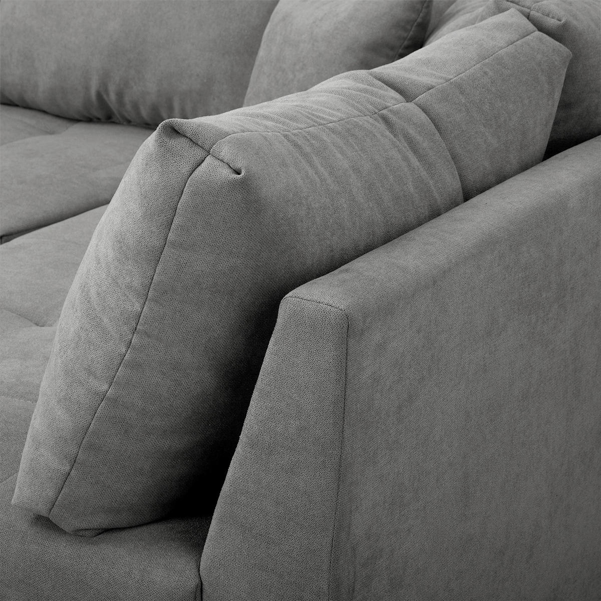 ECKSOFA Ariella Dunkelgrau Mikrofaser  - Dunkelgrau/Naturfarben, Design, Holz/Textil (231/161cm) - Livetastic