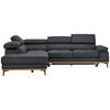 ECKSOFA Dunkelgrau Webstoff  - Dunkelgrau/Schwarz, Natur, Holz/Textil (226/282cm) - Novel