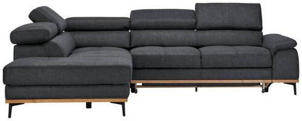 ECKSOFA in Webstoff Dunkelgrau  - Dunkelgrau/Schwarz, Natur, Holz/Textil (226/282cm) - Novel