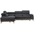 ECKSOFA in Webstoff Dunkelgrau  - Dunkelgrau/Schwarz, Natur, Holz/Textil (226/282cm) - Novel