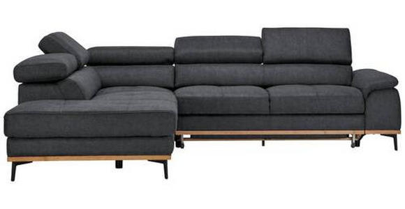 ECKSOFA Dunkelgrau Webstoff - Dunkelgrau/Schwarz, Natur, Holz/Textil (226/282cm) - Novel