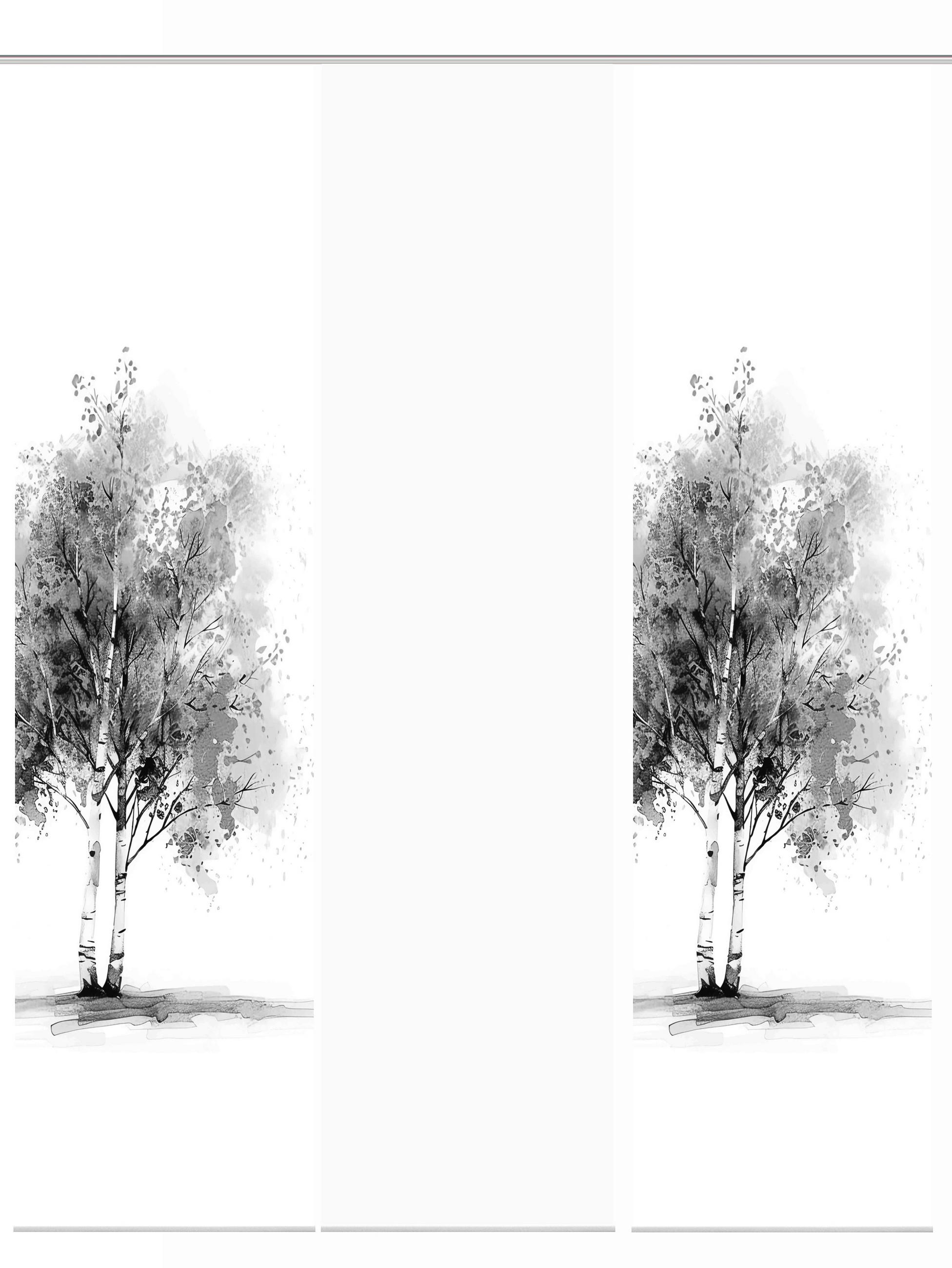 XXXLutz Flächenvorhang Tree Weiß, Grau Hochglanz 60x245 cm