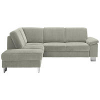 ECKSOFA in Cord Greige  200/248 cm  - Edelstahlfarben/Greige, KONVENTIONELL, Textil/Metall (200/248cm) - Beldomo System