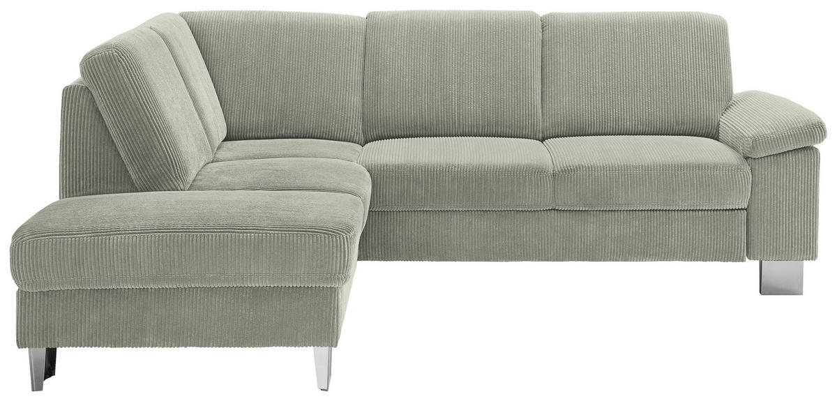 ECKSOFA in Cord Greige  200/248 cm  - Edelstahlfarben/Greige, KONVENTIONELL, Textil/Metall (200/248cm) - Beldomo System
