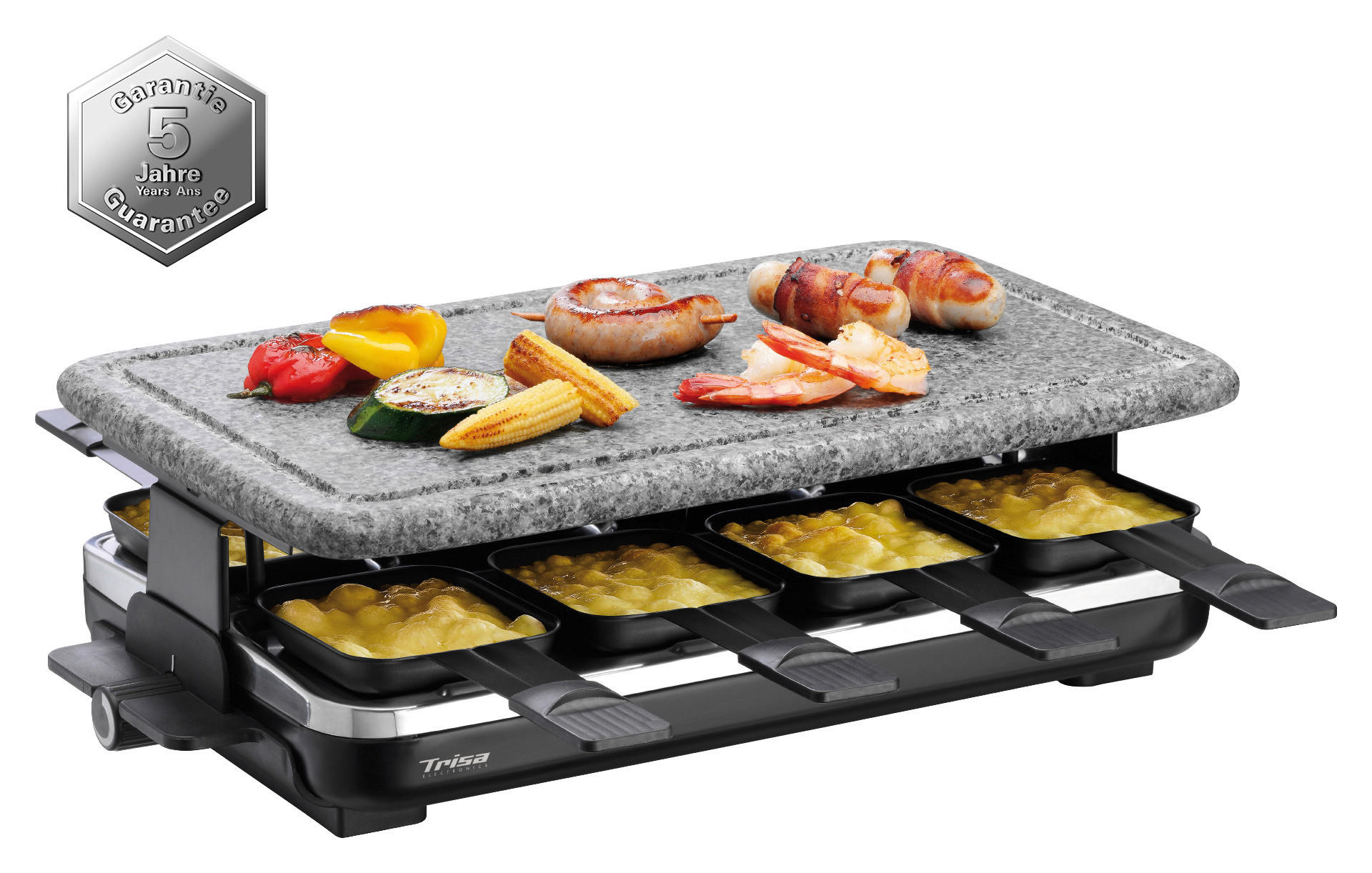 RACLETTE-GRILL  - Schwarz/Grau, Design, Kunststoff/Stein (45,5/27/15,5cm) - Trisa Electronics