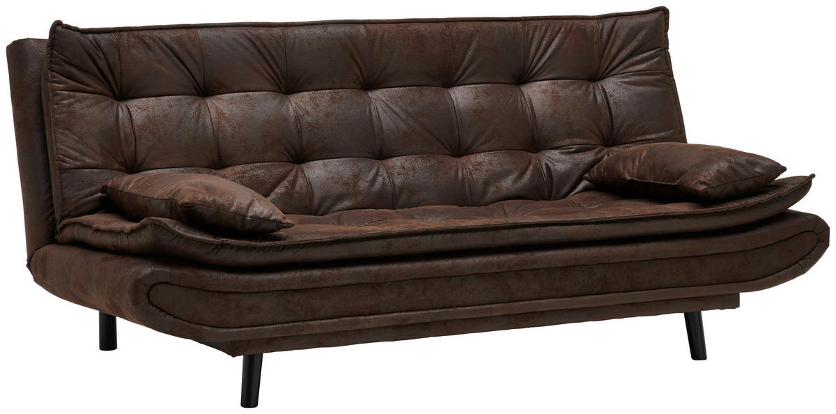 ZOFA S POSTELJNO FUNKCIJO,  temno rjava tekstil  - črna/temno rjava, Design, tekstil/les (194/100/90cm) - Ti'me