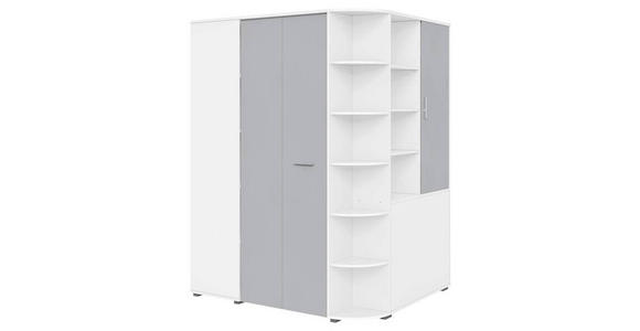 BEGEHBARER ECKSCHRANK Weiß, Hellgrau 124/199/148 cm  - Hellgrau/Alufarben, KONVENTIONELL, Holzwerkstoff/Kunststoff (124/199/148cm) - Carryhome