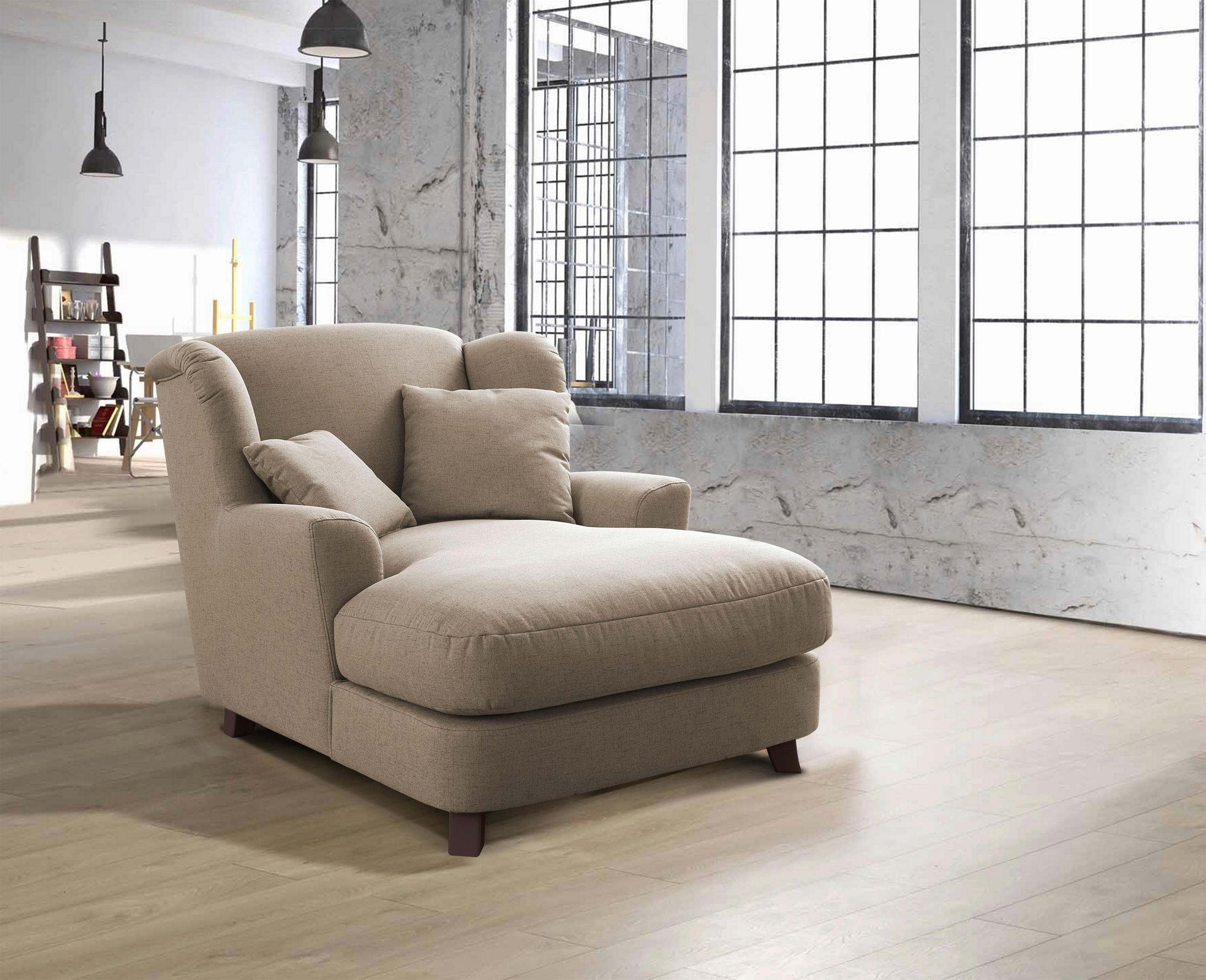 XXL-SESSEL in Flachgewebe Beige  - Dunkelbraun/Beige, Modern, Textil (109/104/145cm) - Sit & More