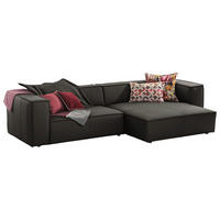 ECKSOFA around the block Braun Echtleder  - Schwarz/Braun, MODERN, Leder/Kunststoff (300/164cm) - Chilliano
