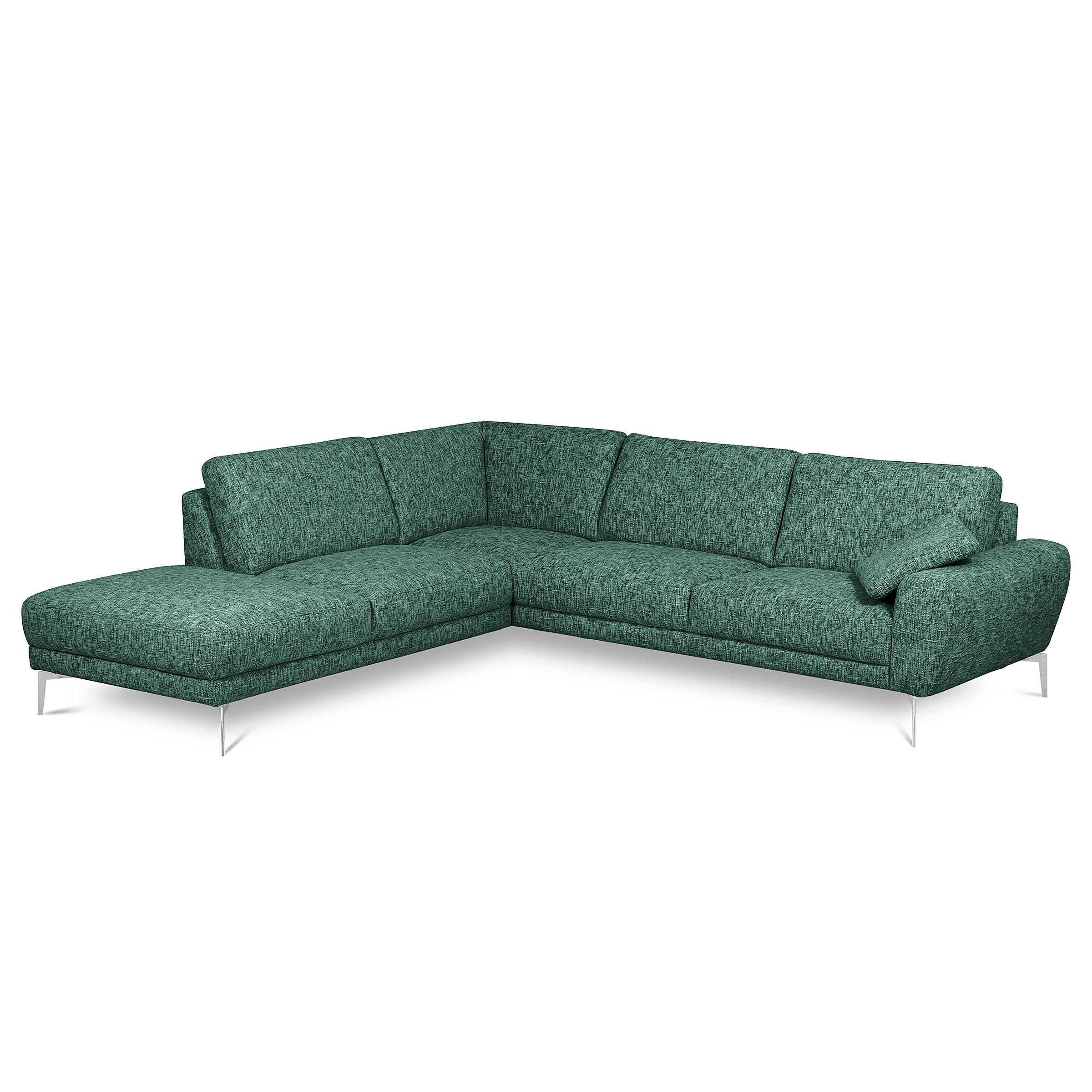 ECKSOFA  Webstoff Grün  - Chromfarben/Grün, Design, Textil/Metall (250/273cm) - Livetastic