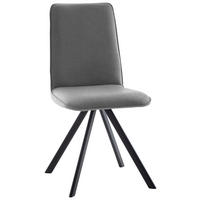STUHL  in Eisen Flachgewebe  - Hellgrau/Schwarz, Design, Textil/Metall (48/93/60cm) - Cantus