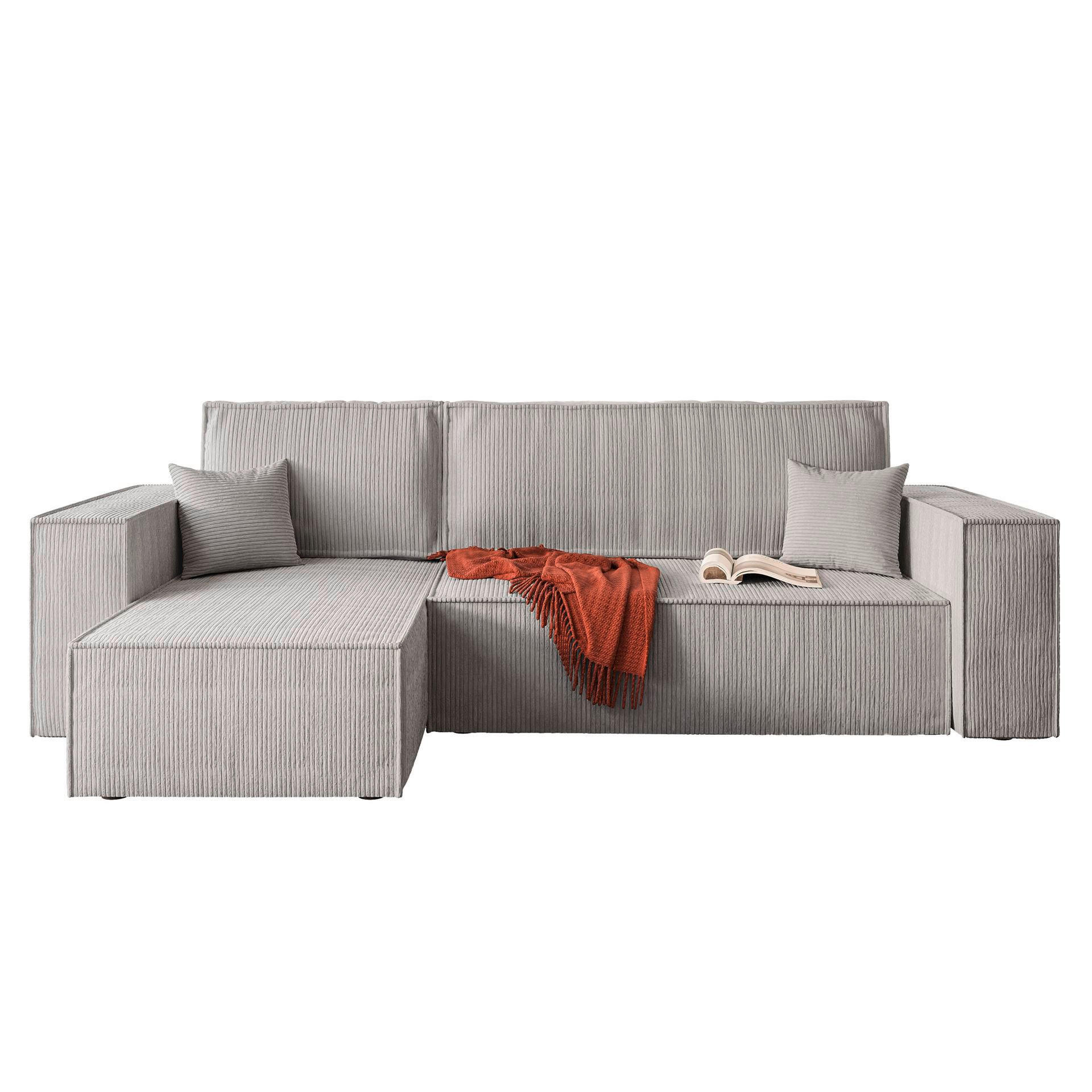 ECKSOFA in Cord Hellgrau  - Hellgrau, Design, Textil (142/246cm) - P & B