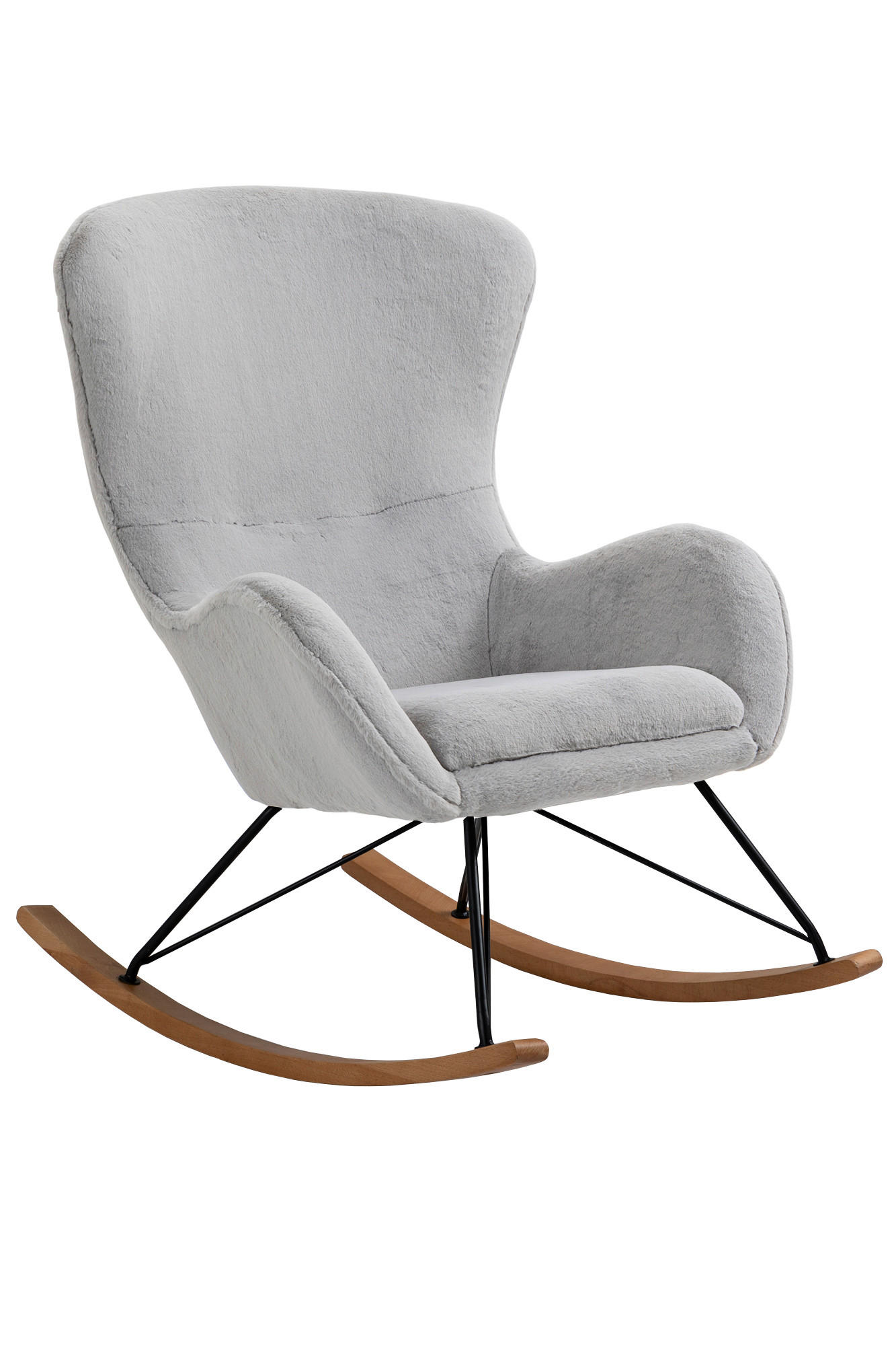 SCHAUKELSTUHL in Eichefarben, Hellgrau  - Eichefarben/Hellgrau, MODERN, Holz/Textil (70/102/94cm) - Livetastic