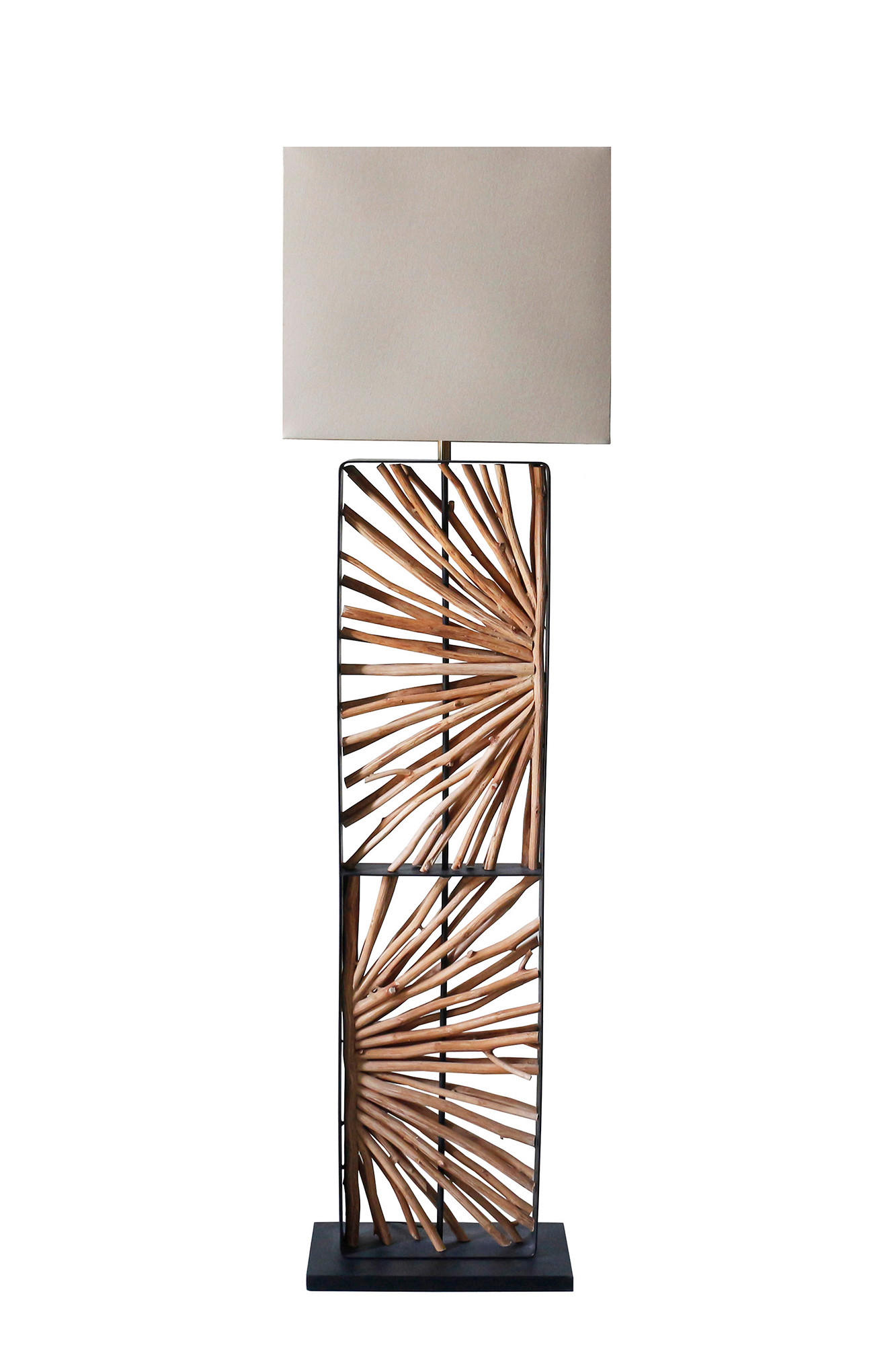 STEHLEUCHTE  40/165/20 cm   - Beige/Goldfarben, Design, Holz/Textil (40/165/20cm) - P & B