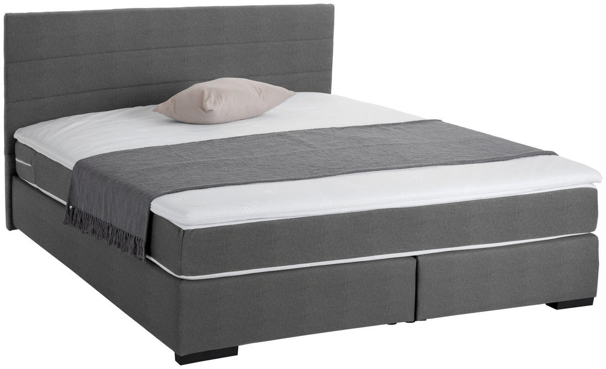 BOXSPRING KREVET 180/200 cm     siva  - siva/crna, Osnovno, tekstil/drvo (180/200cm) - Carryhome