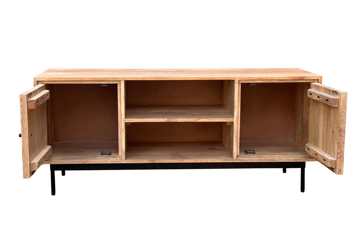 LOWBOARD  130/56/40 cm   - Schwarz/Naturfarben, Design, Holz/Metall (130/56/40cm) - MID.YOU