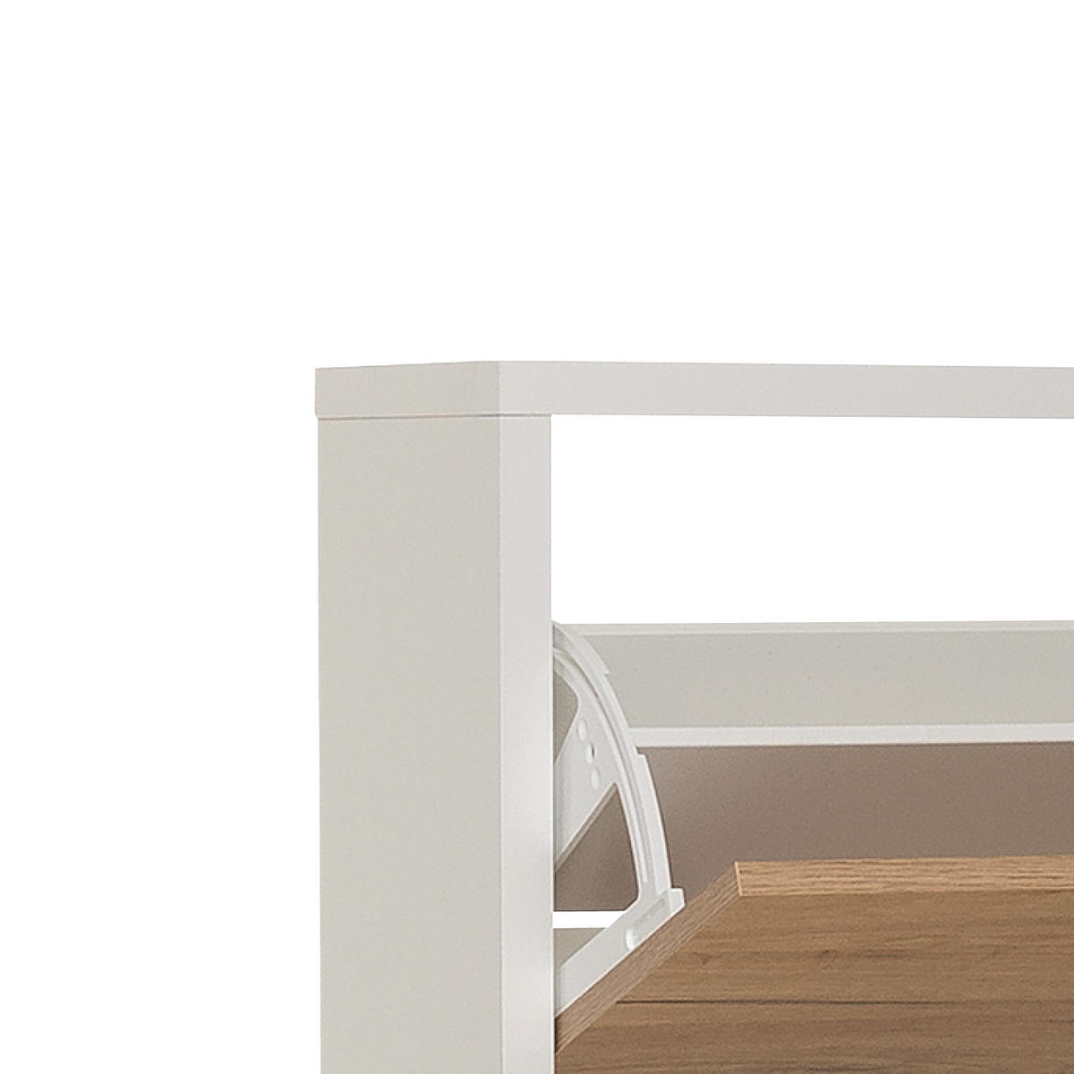 SCHUHKIPPER foliert Weiß, Eichefarben  - Eichefarben/Alufarben, KONVENTIONELL, Holzwerkstoff (64/119/24cm) - MID.YOU