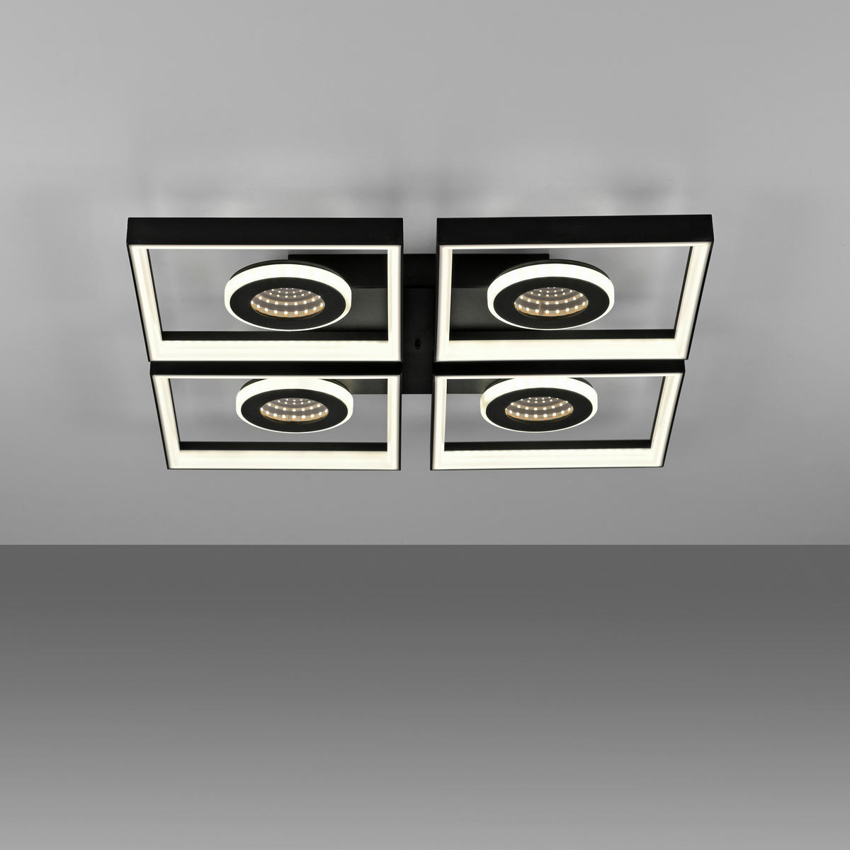 LED-DECKENLEUCHTE 53/53/6,2 cm   - Schwarz, Design, Kunststoff/Metall (53/53/6,2cm)